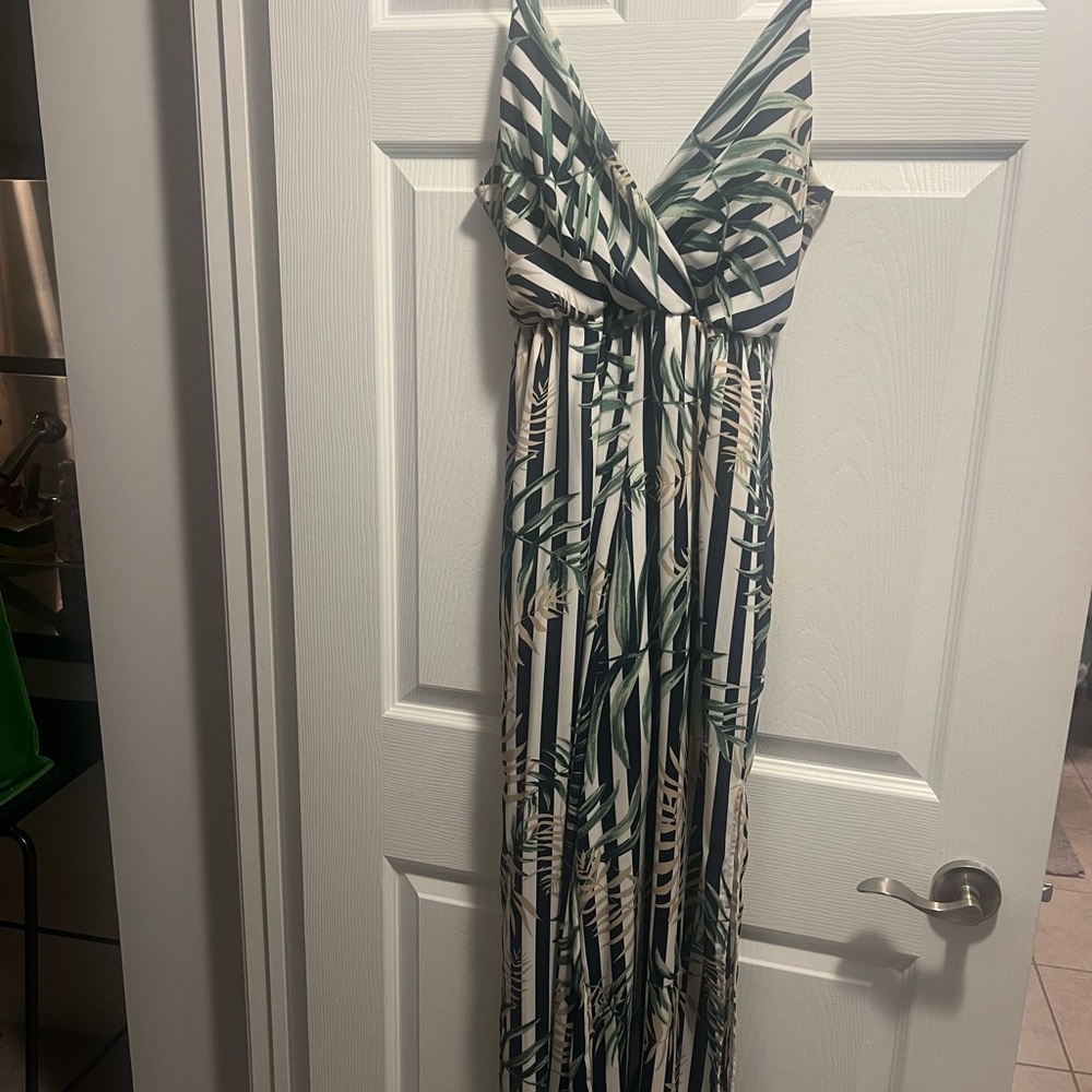 Striped Green and White Jumpsuit